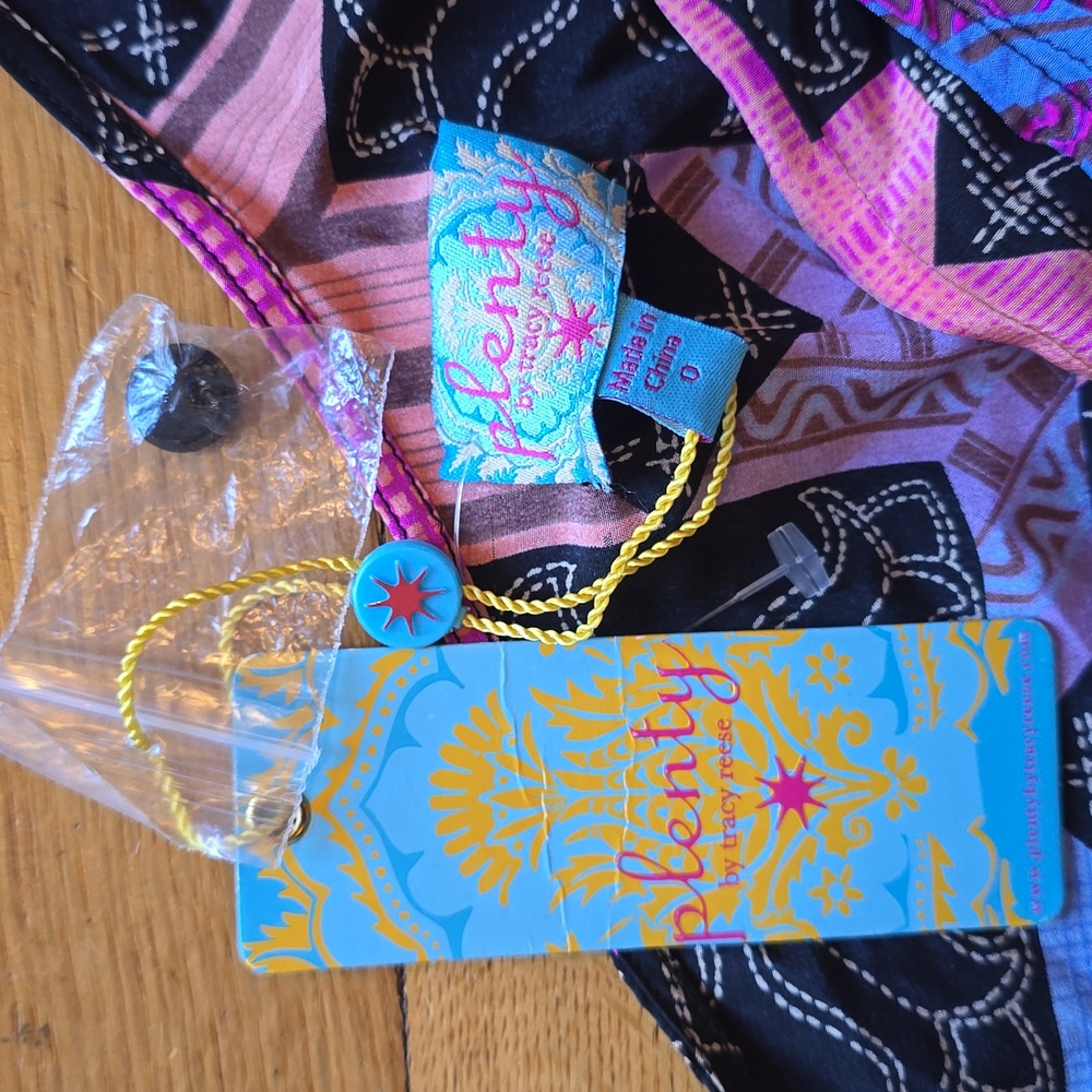 NWT,Plenty by Tracy Reese Hawaiian Quilt Star Print One Shoulder Silk Top,  0 - Picture 3 of 13